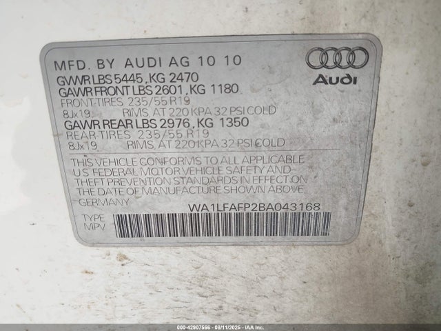 2011 AUDI Q5 WA1LFAFP2BA043168 Photo 8