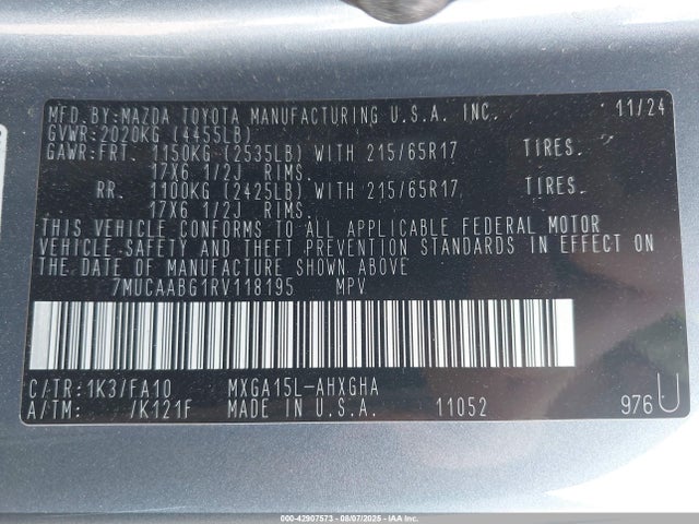 7MUCAABG1RV118195 Toyota m20a-fks