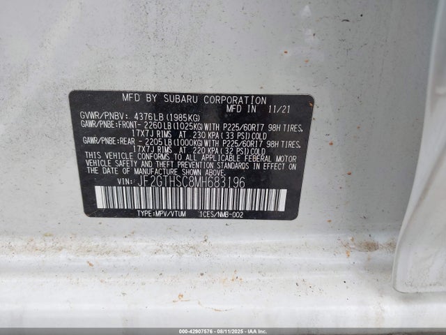 Subaru na 2021 JF2GTHSC8MH683196 Image 9
