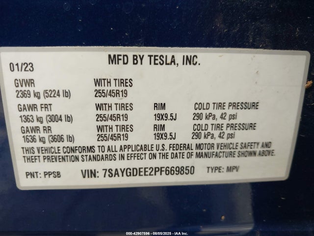 2023 TESLA MODEL Y 7SAYGDEE2PF669850 Photo 8