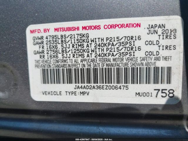 2014 MITSUBISHI OUTLANDER JA4AD2A36EZ006475 Photo 8