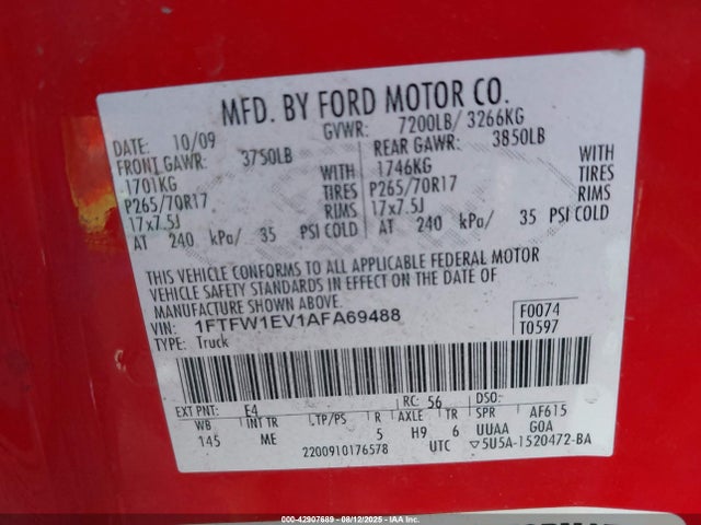 2010 FORD F-150 1FTFW1EV1AFA69488 Photo 8