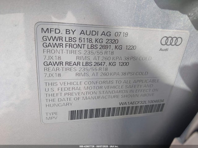 2020 AUDI Q3 WA1AECF32L1004634 Photo 8