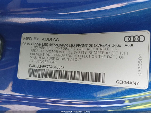 2015 AUDI S5 WAUGGAFR7FA048648 Photo 8