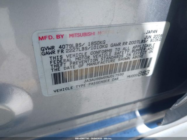 2009 MITSUBISHI LANCER JA3AU86W99U017550 Photo 8