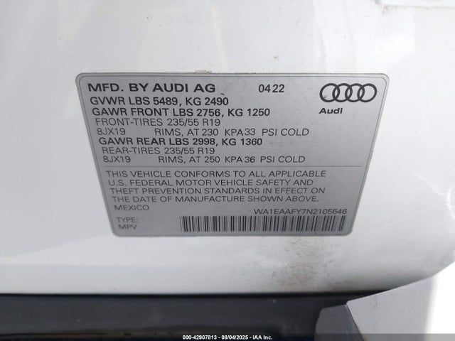 2022 AUDI Q5 WA1EAAFY7N2105646 Photo 8