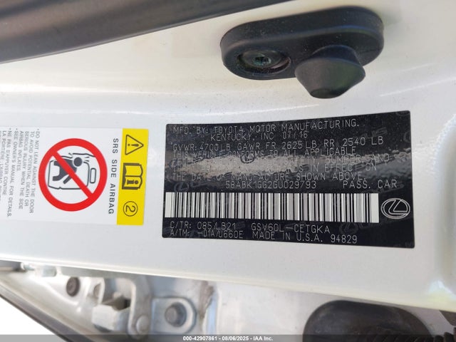 58ABK1GG2GU029793 Lexus 2gr-fe