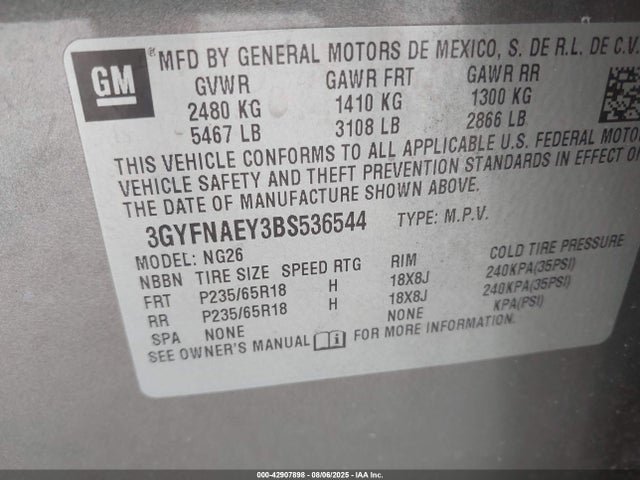 2011 CADILLAC SRX 3GYFNAEY3BS536544 Photo 8