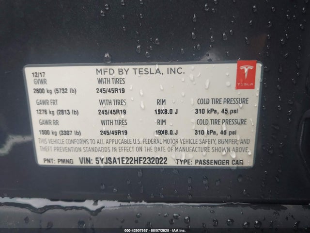 5YJSA1E22HF232022 Tesla MODEL S