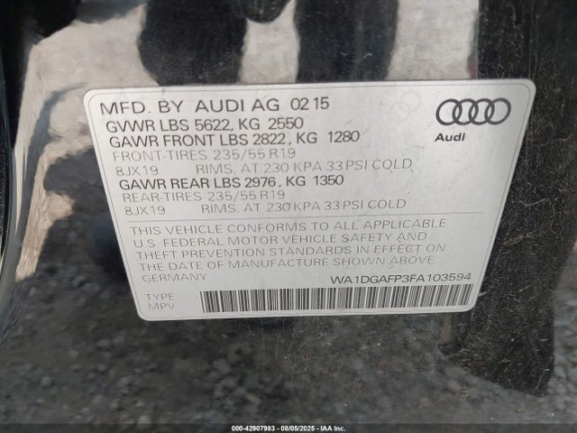 2015 AUDI Q5 WA1DGAFP3FA103594 Photo 8
