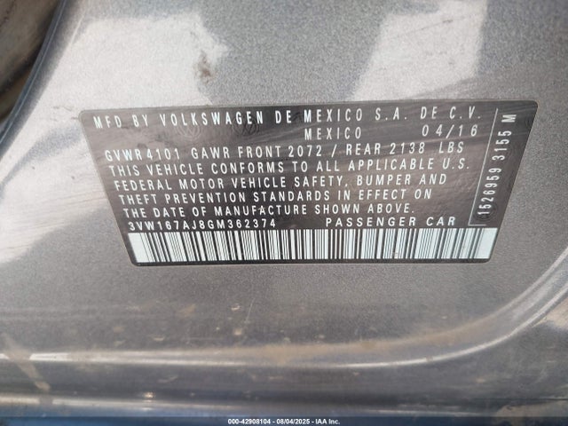 3VW167AJ8GM362374 Volkswagen 1.4t