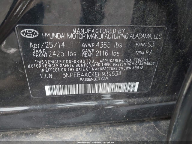 5NPEB4AC4EH939534 Hyundai gamma