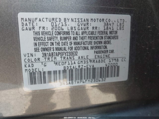 3N1AB7AP6FY230632 Nissan Sentra
