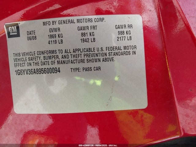 2009 CADILLAC XLR 1G6YV36A895600094 Photo 8