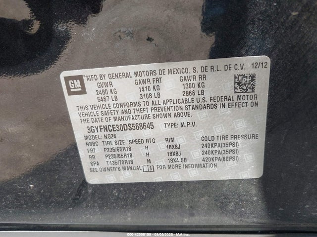2013 CADILLAC SRX 3GYFNCE30DS568645 Photo 8