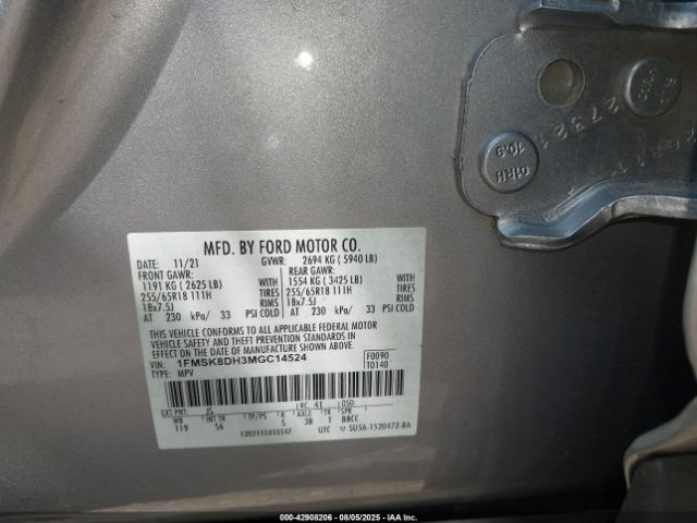 2021 FORD EXPLORER 1FMSK8DH3MGC14524 Photo 8