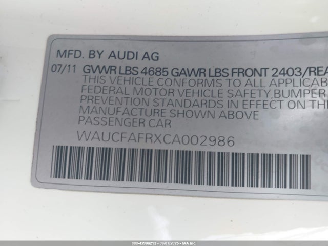 2012 AUDI A5 WAUCFAFRXCA002986 Photo 8
