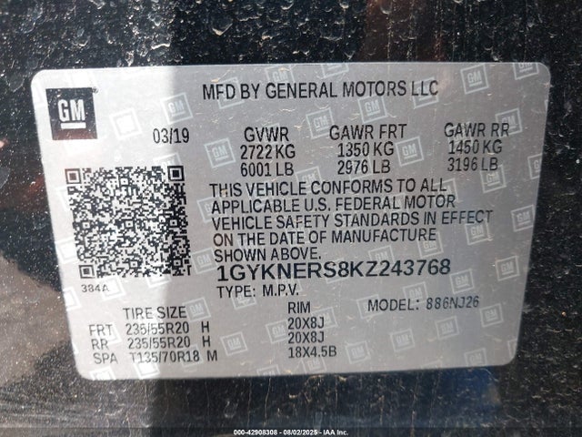 2019 CADILLAC XT5 1GYKNERS8KZ243768 Photo 8