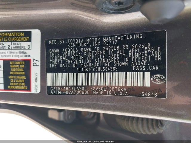 4T1BK1FK3HU584363 Toyota 2gr-fe