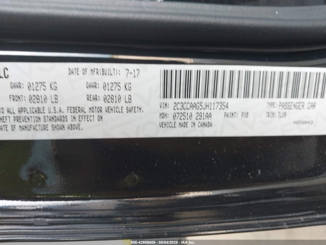2C3CCAAG5JH117354 Chrysler 2018