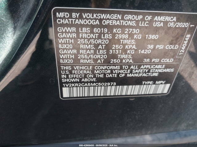 1V2KR2CA5MC502973 Volkswagen 3.6 fsi
