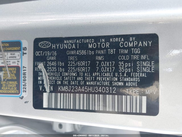 KM8J23A45HU340312 Hyundai gdi nu