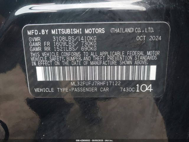 2024 MITSUBISHI MIRAGE G4 ML32FUFJ7RHF17122 Photo 8