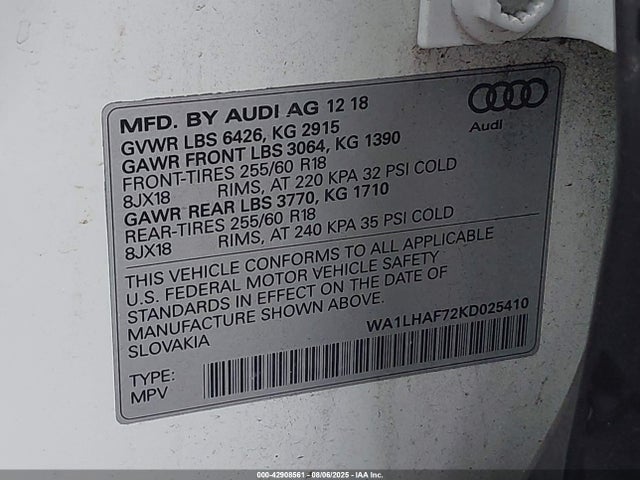 2019 AUDI Q7 WA1LHAF72KD025410 Photo 8