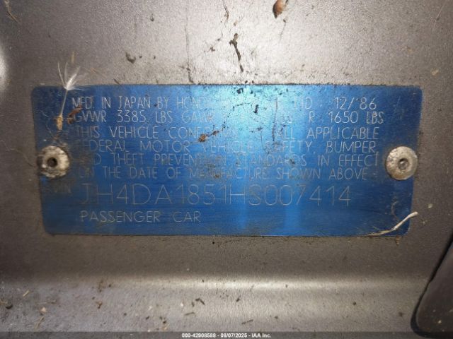 1987 ACURA INTEGRA JH4DA1851HS007414 Photo 8