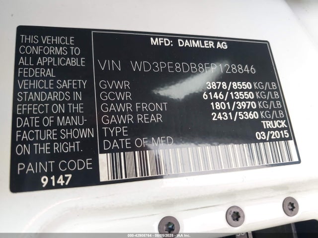 Mercedes-Benz Sprinter 2015 WD3PE8DB8FP128846 Image 9