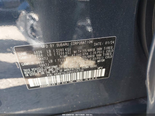 4S4BTGLD0R3235738 Subaru u4
