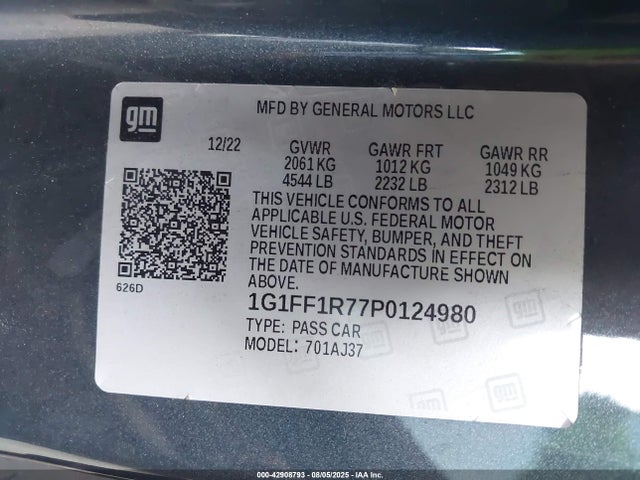 Chevrolet lt1 2023 1G1FF1R77P0124980 Image 9