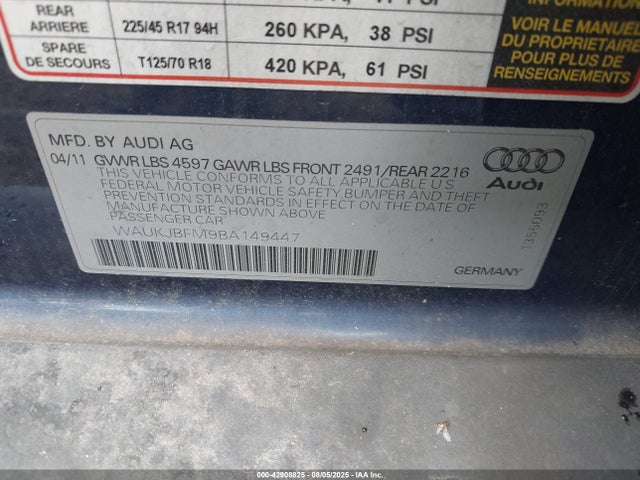 2011 AUDI A3 WAUKJBFM9BA149447 Photo 8