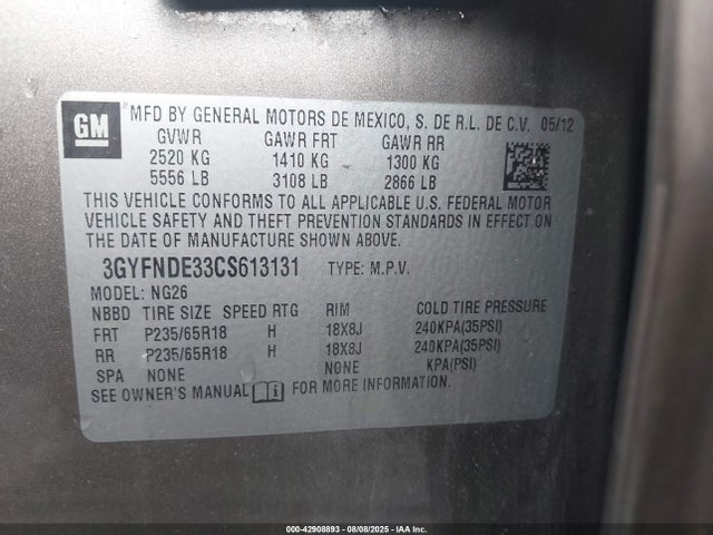 2012 CADILLAC SRX 3GYFNDE33CS613131 Photo 8