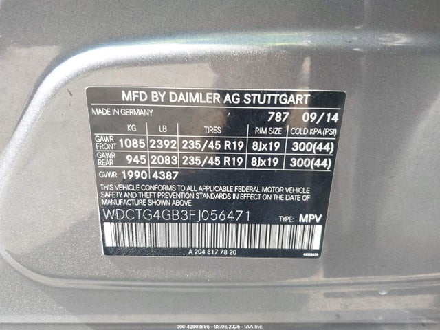 WDCTG4GB3FJ056471 Mercedes-Benz GLA-Class