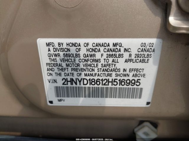 2002 ACURA MDX 2HNYD18612H516995 Photo 8