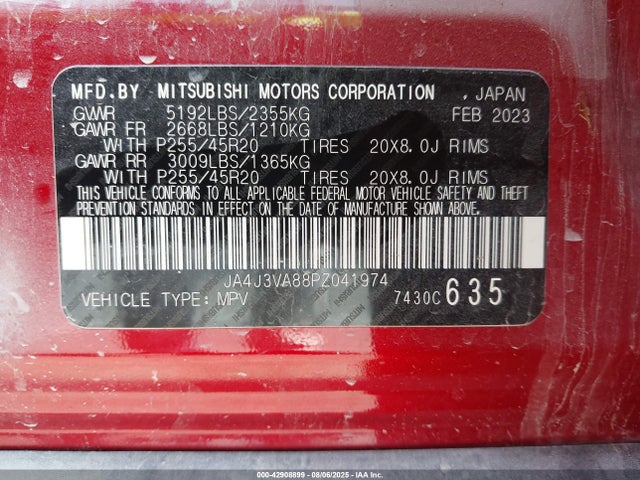 Продажа на аукционе авто 2023 Mitsubishi Outlander Sel Black Edition 2wd, vin: JA4J3VA88PZ041974, номер лота: 42908899