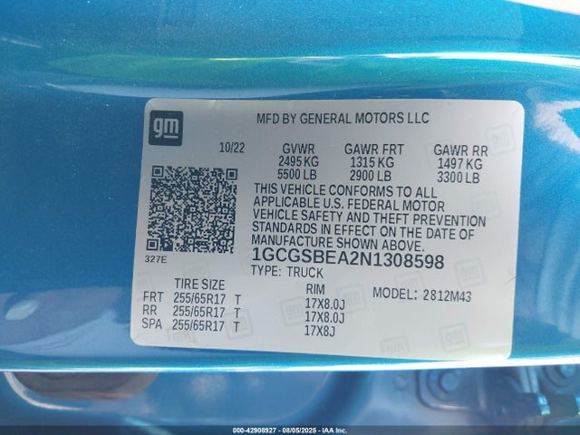 1GCGSBEA2N1308598 Chevrolet lcv