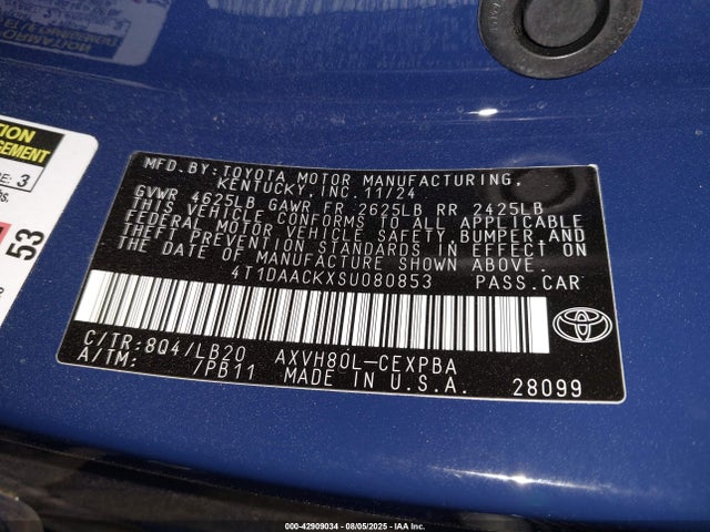 Toyota a25a-fxs 2025 4T1DAACKXSU080853 Image 9