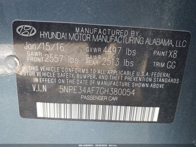 5NPE34AF7GH380054 Hyundai dohc gdi theta-ii