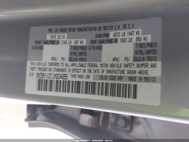 Mazda py 2018 3MZBN1V37JM204955 Image 9