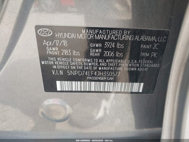 Hyundai mpi nu 2018 5NPD74LF4JH350577 Image 9