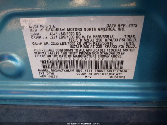 2013 MITSUBISHI OUTLANDER SPORT 4A4AP5AU2DE020332 Photo 8