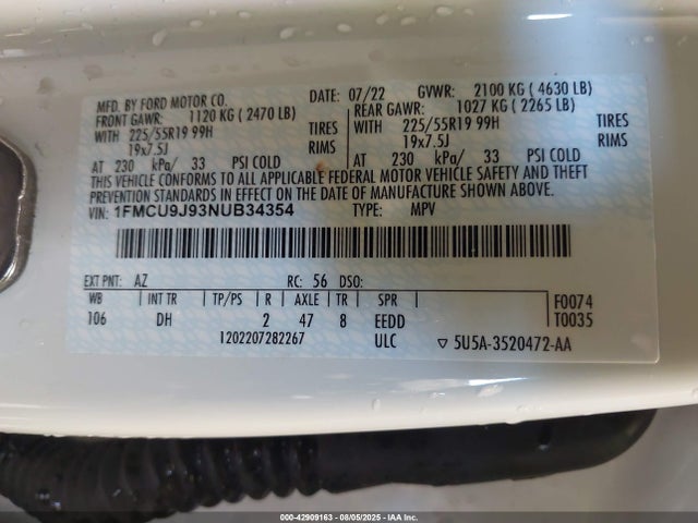 1FMCU9J93NUB34354 Ford gtdi 240ps