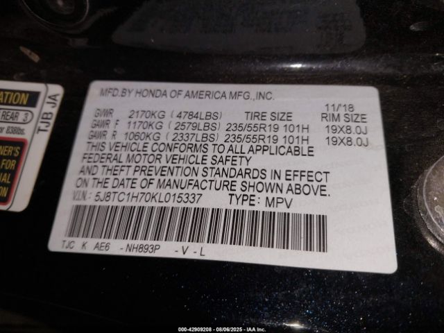 2019 ACURA RDX 5J8TC1H70KL015337 Photo 8