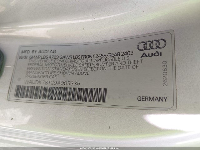 2009 AUDI A5 WAUDK78T29A005336 Photo 8