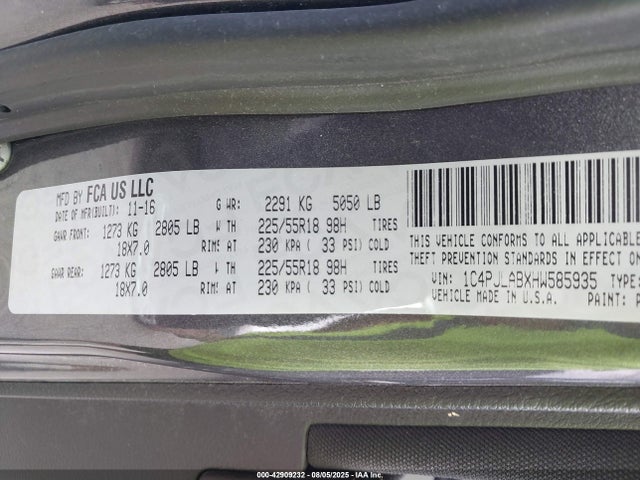 2017 JEEP CHEROKEE 1C4PJLABXHW585935 Photo 8