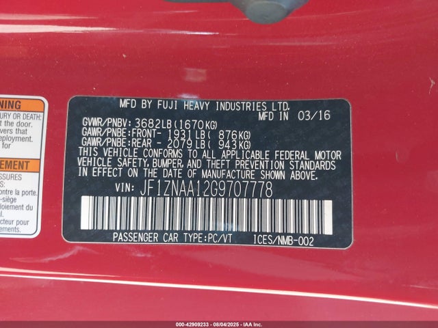 JF1ZNAA12G9707778 Scion fa20