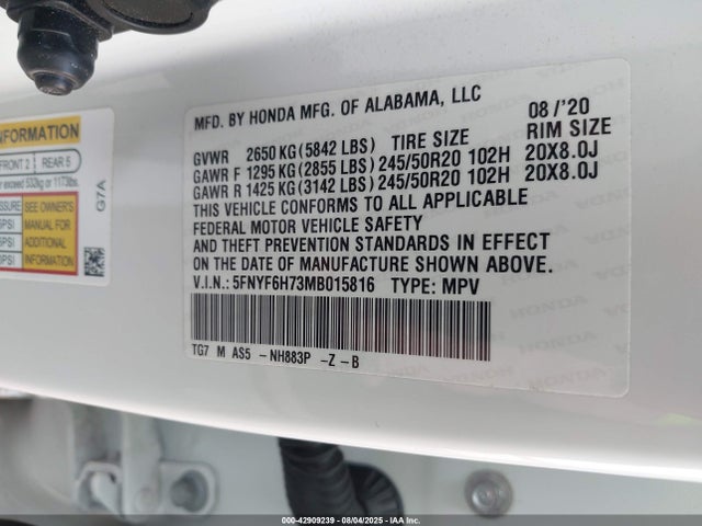 5FNYF6H73MB015816 Honda j35y6