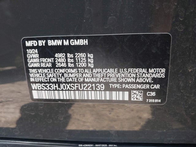 WBS33HJ0XSFU22139 BMW M3